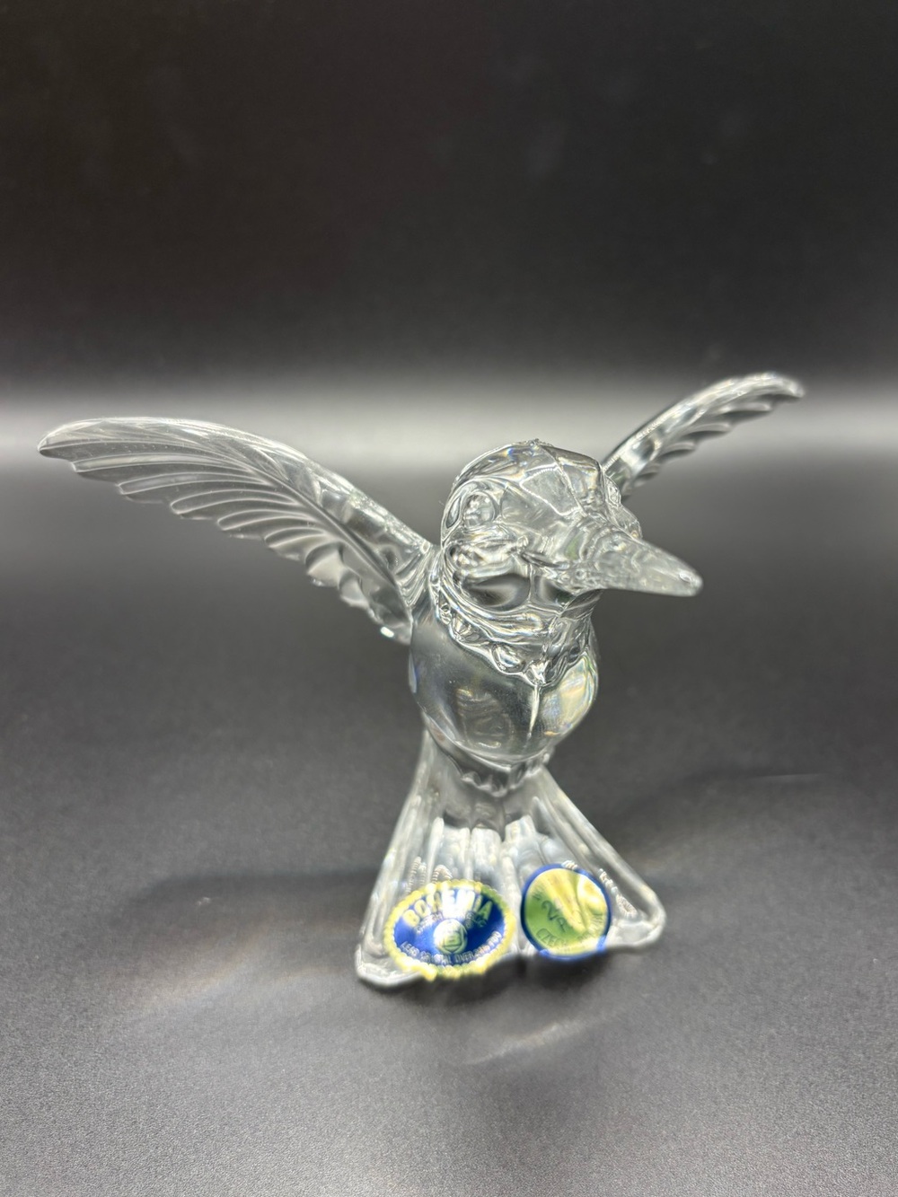 Vintage Bohemia Crystal Hummingbird Figurine 24% Lead Crystal Czech Republic